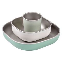 Детская посуда и аксессуары - Набор посуды Beaba металлический оливковый (913583)