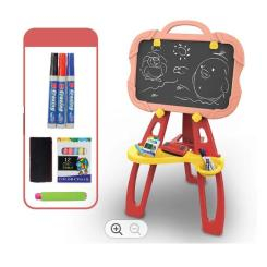 Дитячі меблі - Дитячий двосторонній мольберт Toys Toys на ніжках з магнітною дошкою для малювання крейдою та маркерами Рожевий (1950921899)