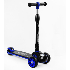 Самокати - Самокат триколісний Best Scooter складаний колеса PU зі світлом 60 кг Black and blue (105388)