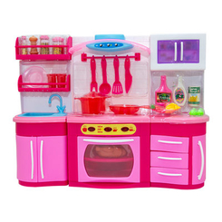Мебель и домики - Кукольная кухня Qun feng toys Милый дом-1 розовая с эффектами (2801S)