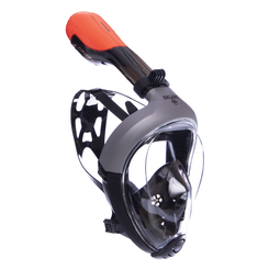Для пляжу і плавання - Маска для снорклінгу з диханням через ніс Zelart M501L (силікон чорний, р-р L-XL) Сірий-чорний (PT0860)
