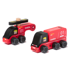 Машинки для малюків - Дерев'яні машинки Cubika Пожежники (15559) (4823056515559)
