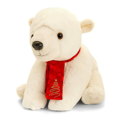 Мягкие животные - Мягкая игрушка Keel toys Полярный медведь с рождественским шарфиком 20 см (SX2665)