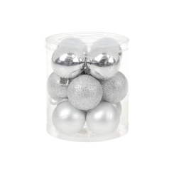 Аксесуари для свят - Набір новорічних кульок BonaDi пластик 12 шт D 4 см Сріблястий (147-185) (MR62534)