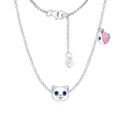 Ювелірні прикраси - Кольє UmaUmi Zoo Котик з рибкою із білою та рожевою емаллю (2210000019027) Ювелірні прикраси - Кольє UmaUmi Zoo Котик з рибкою із білою та рожевою емаллю (2210000019027)