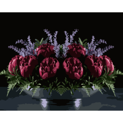 Товары для рисования - Картина по номерам Strateg Красные пионы на черном фоне 40 х 50 см (AH1280)