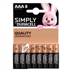 Аккумуляторы и батарейки - Батарейки щелочные Duracell Simply AAA LR03 8шт (5000394002463)