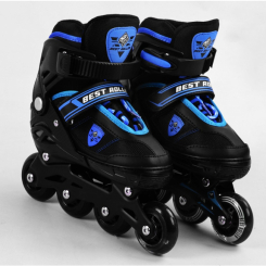 Ролики дитячі - Роликові ковзани PU колеса, що світяться Best Roller 31-34 Black/Blue (105393)