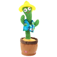 Фігурки персонажів - Говорящий танцюючий кактус Trend-mix з Жовтим капелюхом і підсвічуванням Dancing Cactus 32 см Різнобарвний (tdx0008297)