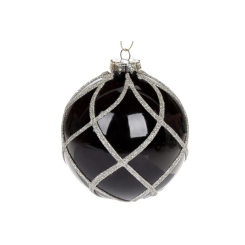 Аксесуари для свят - Ялинкова куля BonaDi 10 см Чорний із сріблястим (118-258) (MR62971)