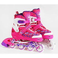 Ролики детские - Роликовые коньки светящиеся PU колёса в коробке Best Roller 30-33 Pink (116753)