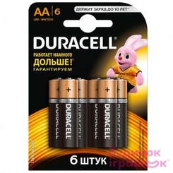 Акумулятори і батарейки - Батарейки алкаліновi Duracell Basic AA 1.5V LR6 6 шт (81485016)