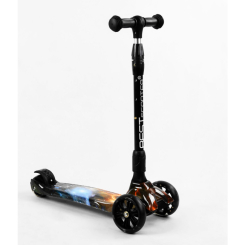Самокати - Самокат триколісний Best Scooter MAXI складаний колеса PU зі світлом Planets 60 кг Різнокольоровий (105422)