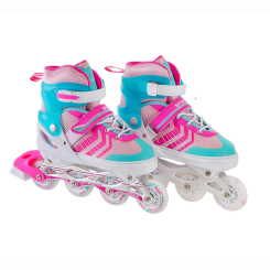 Ролики детские - Роликовые коньки Shantou Jinxing розово-белые размер 29-33 (RL2410/2)