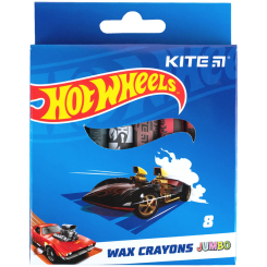 Канцтовары - Мел восковой Kite Jumbo Hot Wheels 8 цветов (HW24-076)