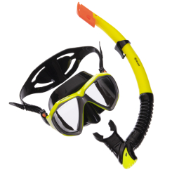 Для пляжа и плавания - Набор для плавания маска с трубкой Zelart M208-SN120-SIL Желтый-черный (PT0892)