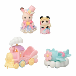 Фигурки животных - ​Игровой набор Sylvanian Families Малыши на аттракционах самолет и поезд (5819)