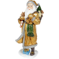 Аксесуари для свят - Новорічна фігурка Санта з дзвіночками 21х18.5х45см, золото Bona DP73726