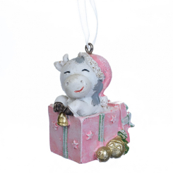 Аксесуари для свят - Новорічна підвіска Elso Бичок з подарунком (2007-023) (MR35041)