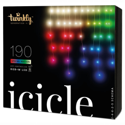 Мебель для геймеров - Гирлянда Smart LED Twinkly Icicle RGBW 190 IP44 5м кабель прозрачный (TWI190SPP-TEU)