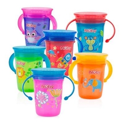 Товари по догляду - Кухлик непроливайка з ручками і кришкою Nuby 240ml (10410)