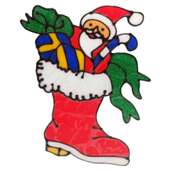 Аксессуары для праздников - Силиконовая наклейка на стекло "Носок с подарками" Bambi 13-65-5 25 х 30 см (63727)