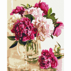 Товари для малювання - Картина за номерами Brushme Ніжні піони в скляній вазі (BS51329) Товари для малювання - Картина за номерами Brushme Ніжні піони в скляній вазі (BS51329)