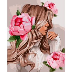Товари для малювання - Набір для творчості Santi Дівчина з рожевими півоніями 2 в 1 (954675)