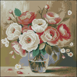 Мозаика - Алмазная картина Strateg Букет на столе 30 х 30 см (FZ3030-24)