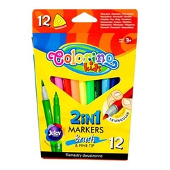 Канцтовари - Фломастери Colorino Brush&Fine tip 2-х сторонні 12 кольорів (92500PTR)