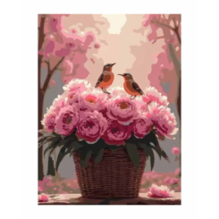Товары для рисования - Картина по номерам Strateg Пионы с птичками (4823113897390)