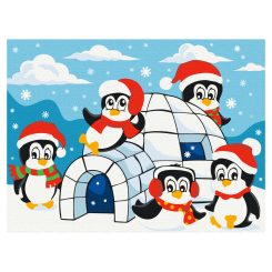 Товари для малювання - Картина за номерами Brushme Хатинка пінгвінів (KBS0147)