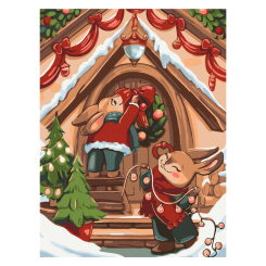 Товари для малювання - Картина за номерами Brushme Святкові зайчики (RBS1016)