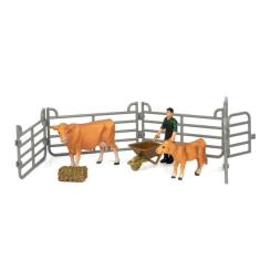 Фігурки тварин - Набір фігурок Kids Team Ферма Фермер брюнет корова та теля (Q9899-X10/4)