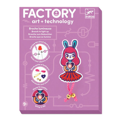 Набори для творчості - Набір для творчості DJECO Factory Брошка Дівчинка-кролик зі світлодіодом (DJ09320)