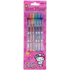Канцтовари - Набір гелевих ручок Kite Hello Kitty з гліттером 6 шт (HK21-037)
