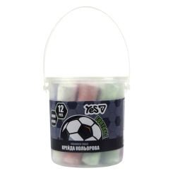 Канцтовари - Крейда кольорова Yes Football Jumbo у відрі 12 шт (400565)