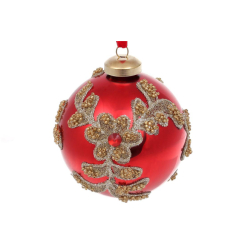 Аксессуары для праздников - Елочный шар BonaDi 8 см Красный с золотым (874-284) (MR63022)