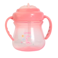 Товары по уходу - Поильник Lindo С соломинкой розовый (8850216007087)