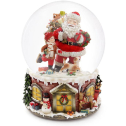 Аксесуари для свят - Музичний водяний шар santa with gifts з підсвічуванням 16см BonaDi DP219453