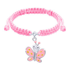 Ювелірні прикраси - Браслет плетений UMa&UMi з прикрасою Метелик з очима рожевий (4044394968009)