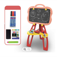 Детская мебель - Детский двухсторонний мольберт Toys Toys на ножках с магнитной доской для рисования мелом и маркерами Розовый (1950921899)