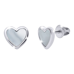 Ювелирные украшения - Серьги UMa&UMi Сердце с перламутром белые (0010000015522)