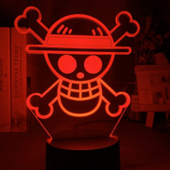 Ночники, проекторы - Настольный светильник-ночник Череп Skull Ван Пис One Piece 16 цветов USB (21011) Bioworld