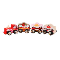 Машинки для малышей - Деревянная игрушка Cubika Поезд-пирожное на магнитах (15382) (4823056515382)