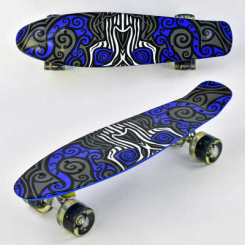 Скейтборди - Скейт Пенні борд Best Board зі PU колесами Black-Blue, що світяться (74547)