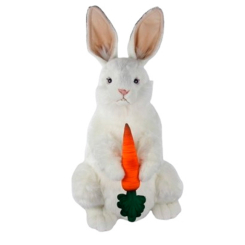 Мягкие животные - Мягкая игрушка Hansa Белый кролик с морковкой 50 см (4806021907382)