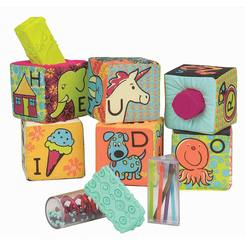 Развивающие игрушки - Развивающие мягкие кубики-сортеры ABC Battat 6 кубиков в сумочке (BX1477Z)