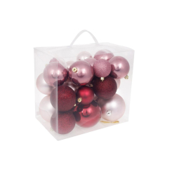 Аксесуари для свят - Куля новорічна BonaDi D 6/8/10 см 26 шт Червоний з рожевим (147-459) (MR62509)