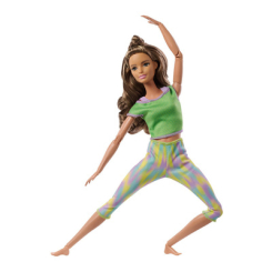 Ляльки - Лялька Barbie Made to move Шатенка у салатовой футболці та лосинах (GXF05)